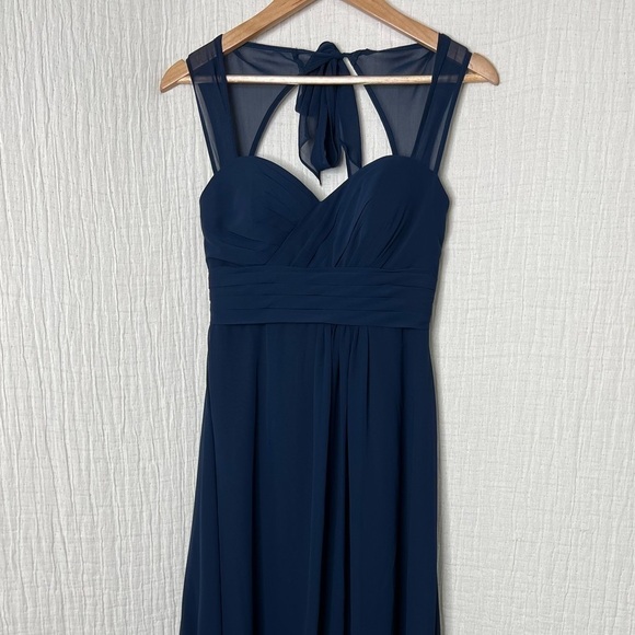 Bill Levkoff Louisa Chiffon Sweetheart A-Line Princess Dress Navy size 2 - Picture 3 of 9